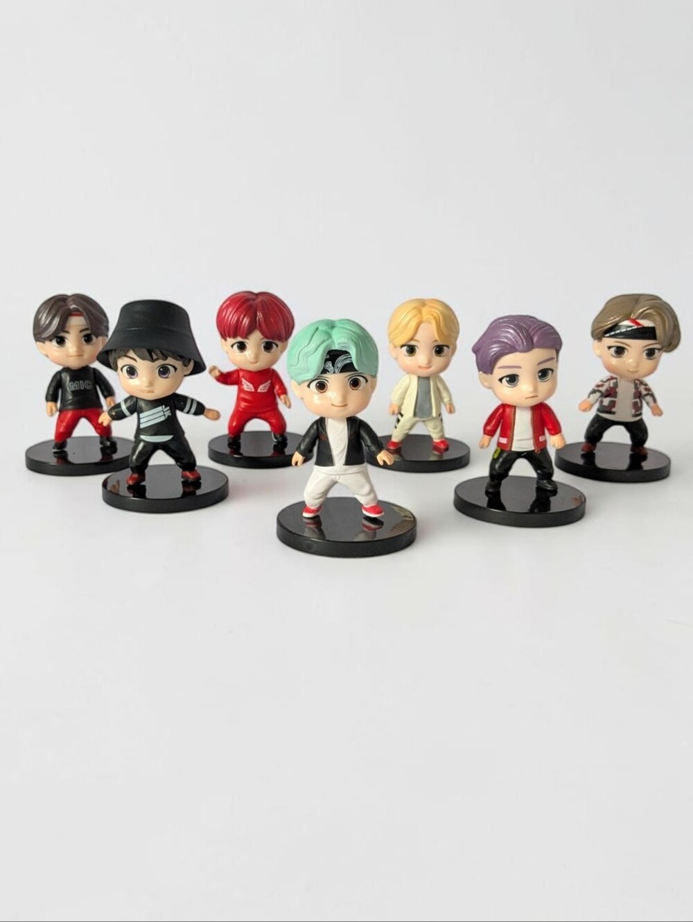 K-Pop Chibi Mini Figures Set of 7 - Mic Drop Style Cake Toppers Anime Decor